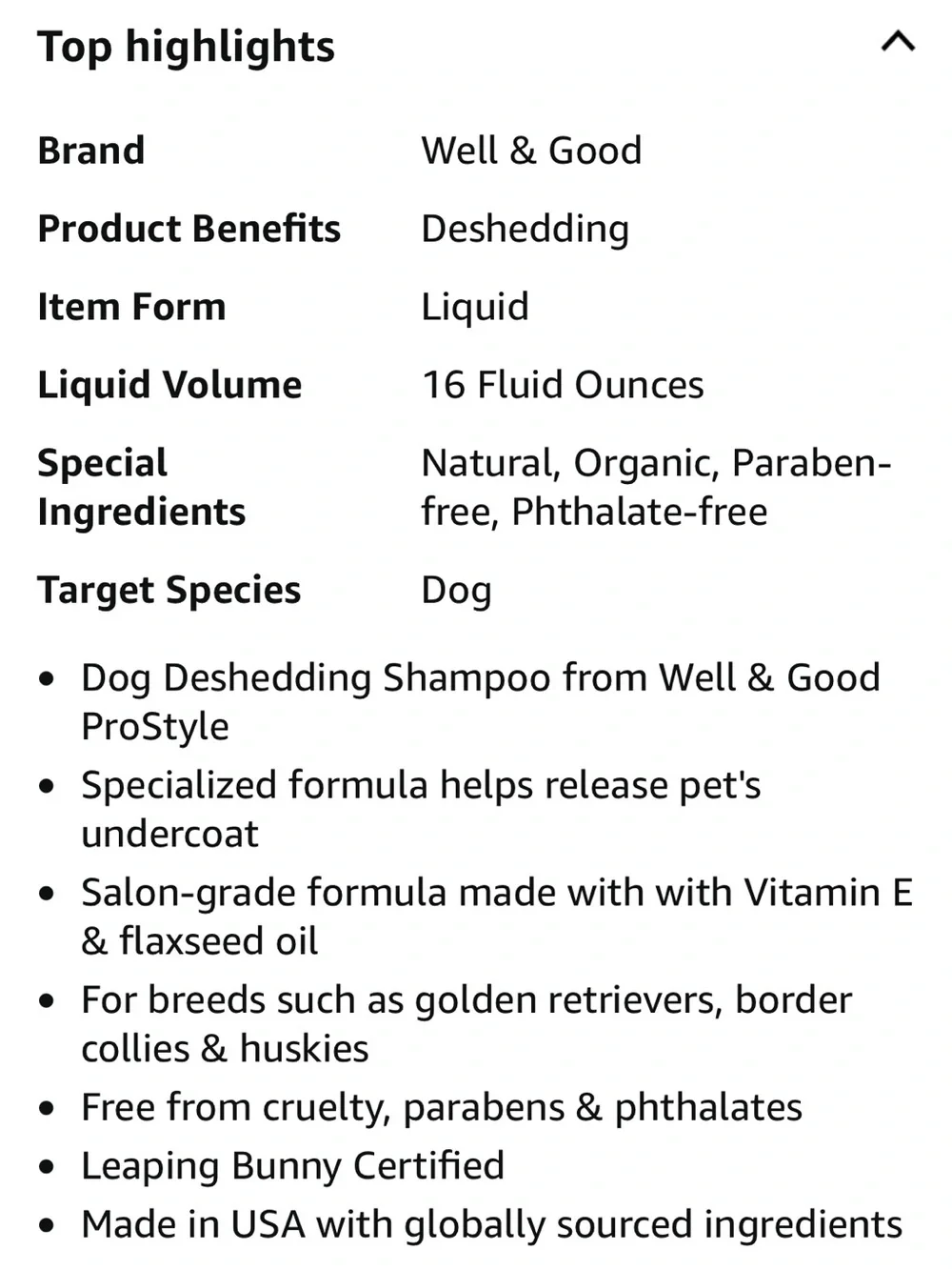 Deshedding Shampoo for Dog Grooming
